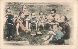 Chinese Children at Meal Postcard
