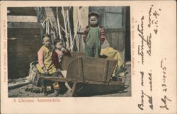 A Chinese Automobile - Children with Wheelbarrow Postcard
