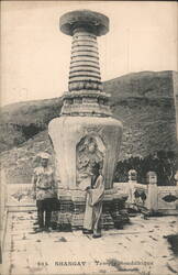 Shangay Buddhist Temple with Two Men Postcard