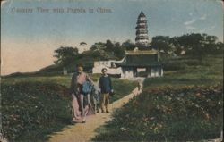 Country View with Pagoda, China Postcard