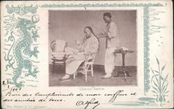 Chinese Barber Haircut, Shanghai Postcard