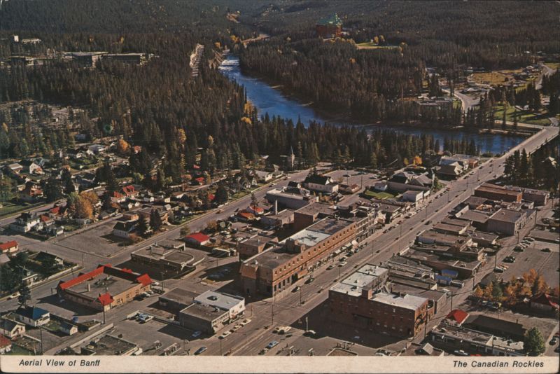Aerial View of Banff, The Canadian Rockies AB Canada