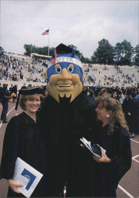 Duke University Graduates with Blue Devil Mascot at Commencement Durham North Carolina