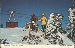 Skiers and Tram at Jackson Hole Ski Area Postcard
