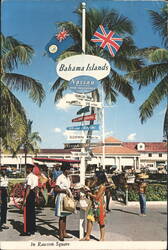 Signpost to Out Islands in Rawson Square, Nassau Postcard
