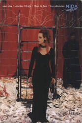 NIDA Open Day, Woman in Black Gown and Barbed Wire Postcard