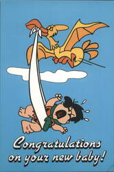 The Flintstones "Congratulations on your new baby!" Card Postcard