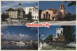 Multi-view of Redwood City Landmarks, California Postcard