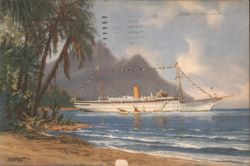 Clipper Line's Cruise Ship Stella Polaris in Tropical Bay Postcard