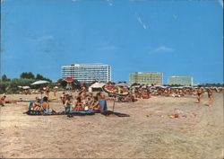 Beach Scene with Hotels, Mamaia Postcard