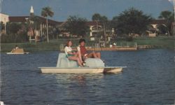 Couple on a Paddleboat, Sheraton-Lakeside Inn Postcard