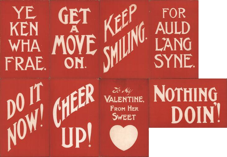 Set of 8: Red & White Comic Phrases