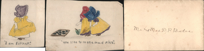Two Small Hand-Drawn Skteches of Sunbonnet Girls