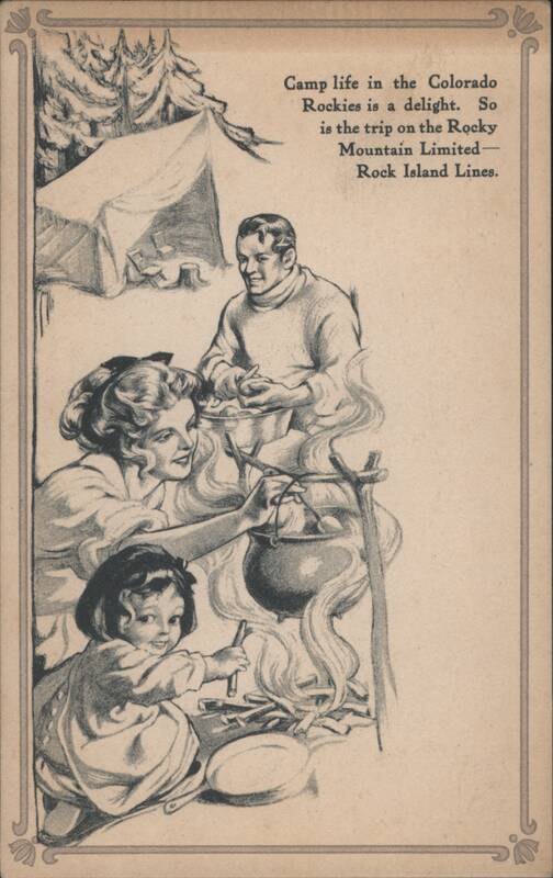 Family Camping in Colorado Rockies, Rock Island Lines Advertising