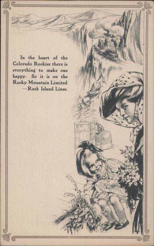 Rocky Mountain Limited, Rock Island Lines, Colorado Rockies, Woman & Child