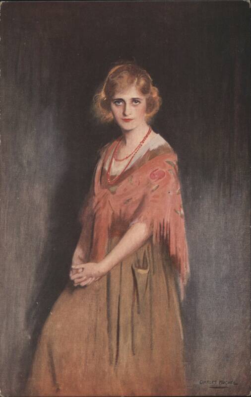 Woman in Red Shawl with Beaded Necklace, by Charles Buchel London UK