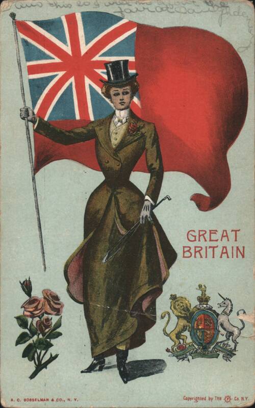 Woman Personifying Great Britain with Union Jack Flag