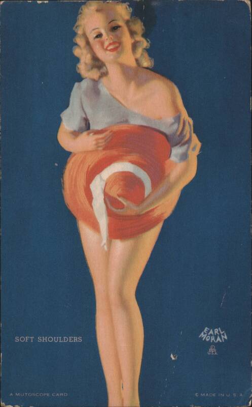 Glamour Pin-up Woman with Red Hat, Soft Shoulders Earl Moran