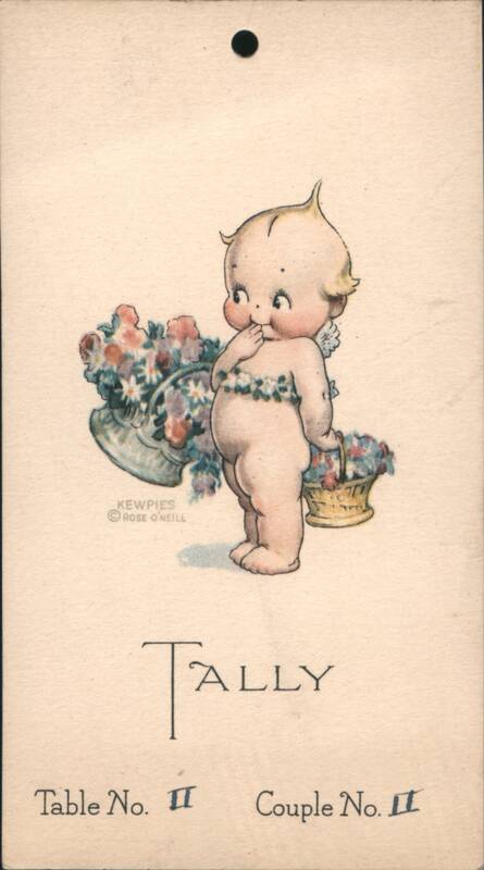 Kewpie Doll with Flowers Tally Card Rose O'Neill Dolls