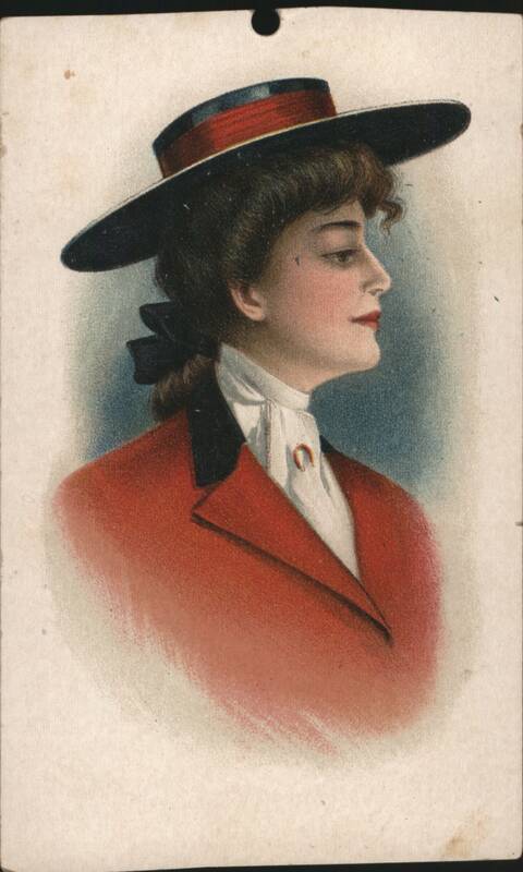 Stylish Woman in Red Jacket and Hat for Evans-Snider-Buel Co. Ad