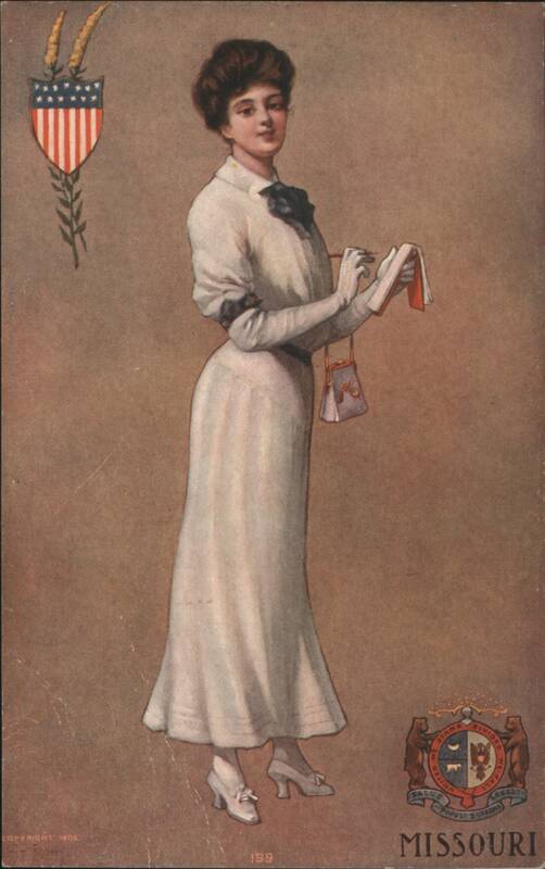 Elegant Woman in White Dress, Missouri State Card