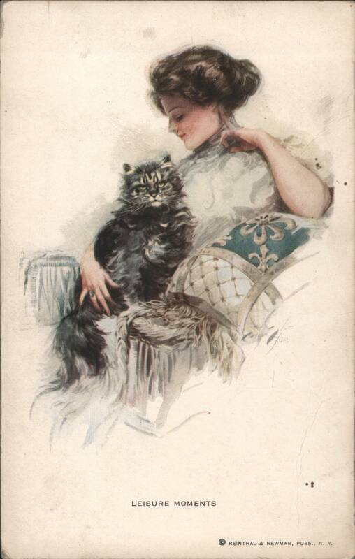 Leisure Moments Woman with Fluffy Cat Cats