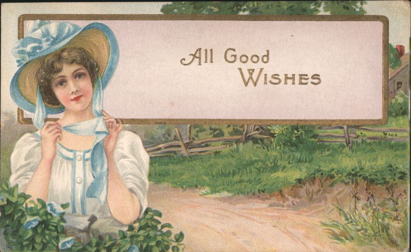 All Good Wishes Woman in Blue Hat by Path Greetings