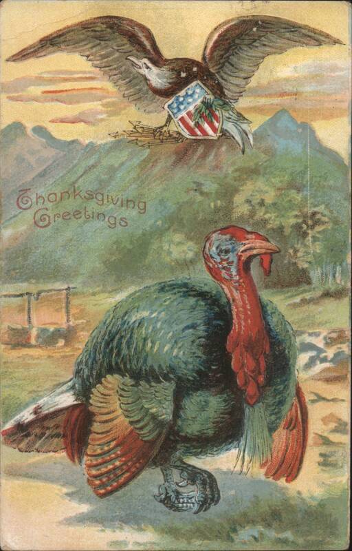 Thanksgiving Greetings with Turkey and Patriotic Eagle
