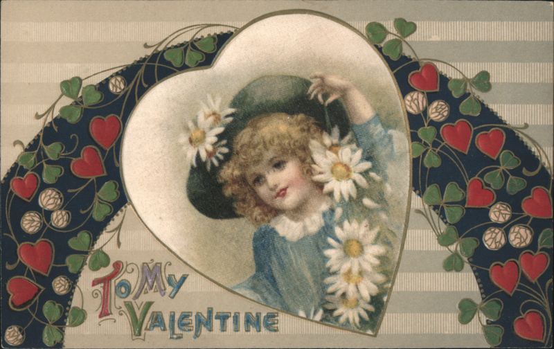 Girl in Heart with Daisies and Clovers, To My Valentine