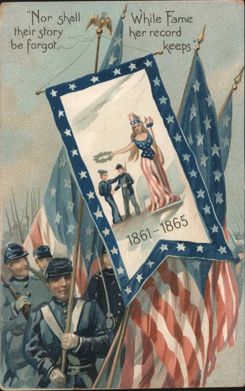 Civil War Memorial Day with Lady Liberty and Soldiers, 1861-1865
