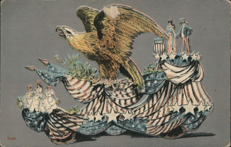 Bald Eagle on Patriotic Parade Float, Kansas City, 1910 Missouri