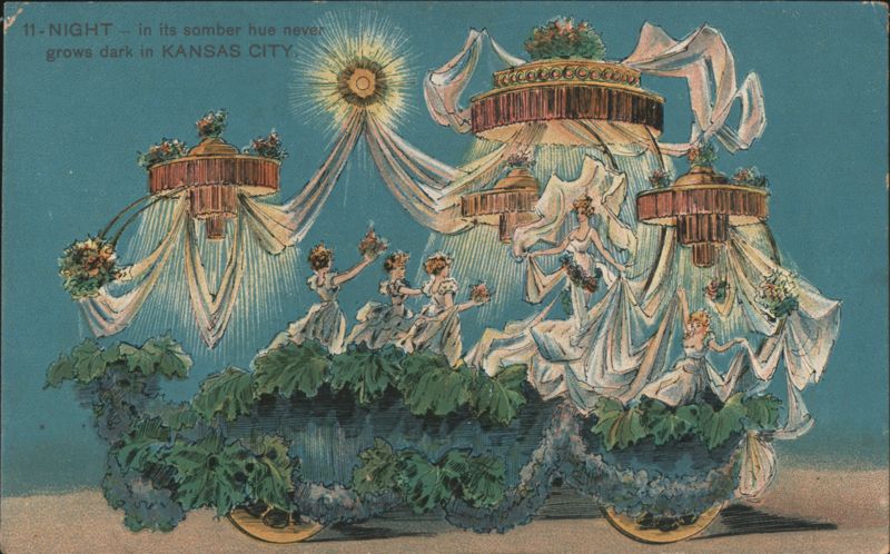 Priests of Pallas Parade Float at Night, Kansas City, MO Missouri