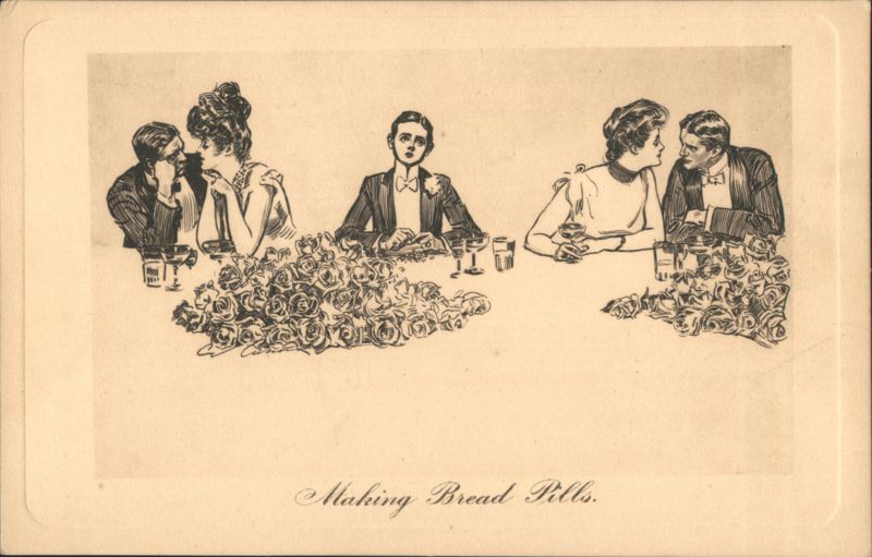 Man Making Bread Pills at Dinner Party Comic, Funny