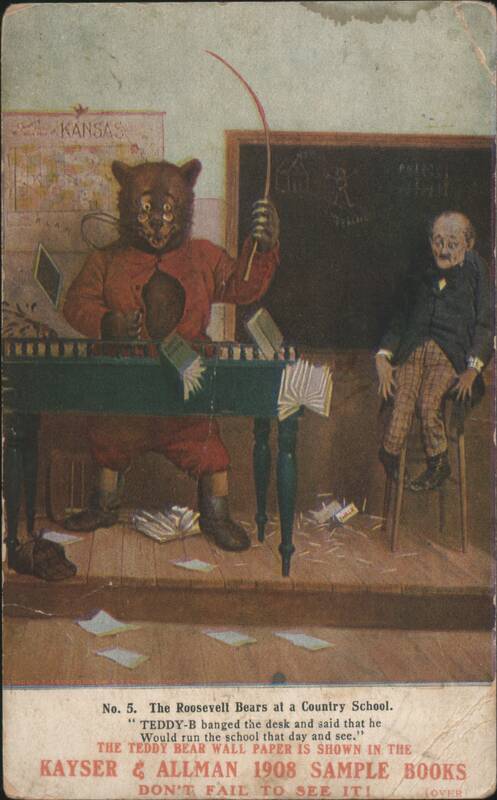 Roosevelt Bears at Country School, Teddy Bear Wall Paper Ad, Kayser & Allman
