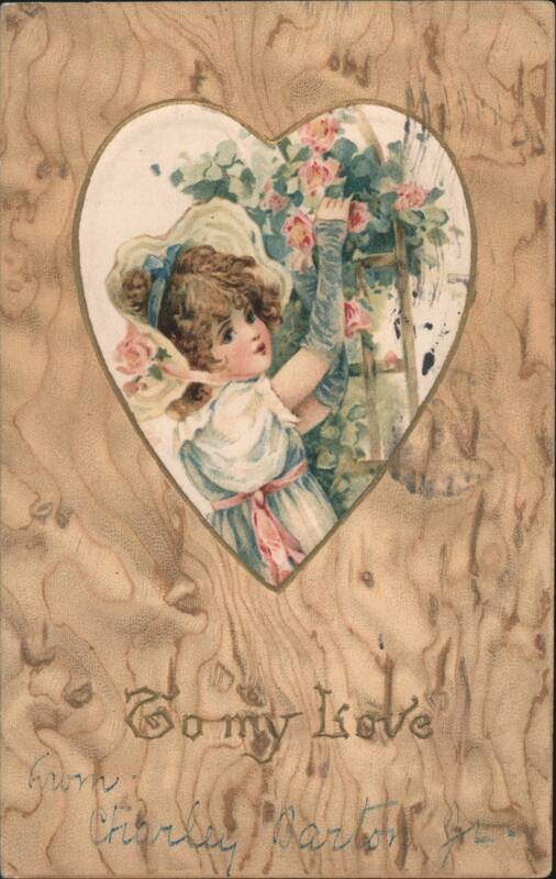 Girl in Heart Reaching for Roses, To My Love Valentine