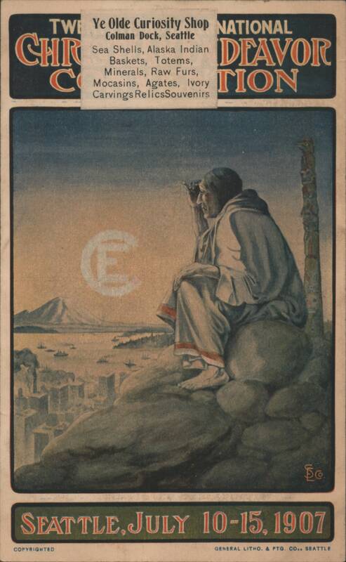 Twelfth Christian Endeavor Convention, Seattle 1907 with Curiosity Shop Ad Washington