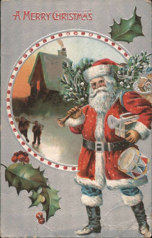 A Merry Christmas Santa Claus with Tree and Toys Kristianstad Sweden