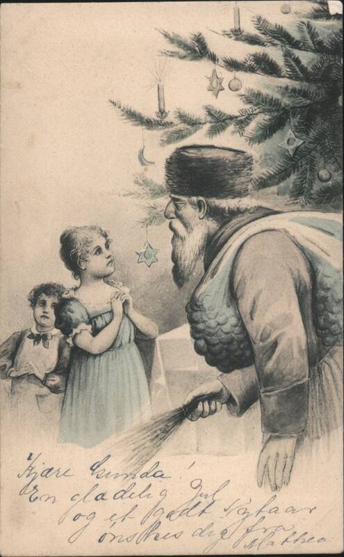 Christmas Santa Claus with Children and Decorated Tree