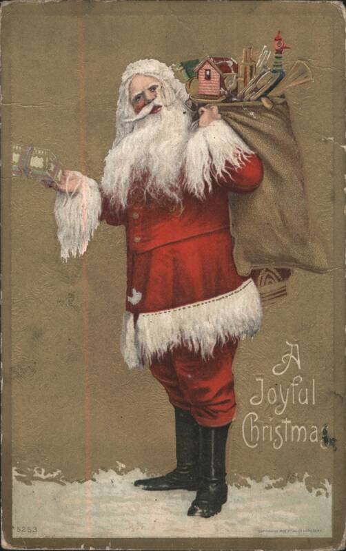 Santa Claus with Sack of Toys and Money, A Joyful Christmas