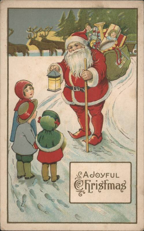 Santa Claus with Children in Snow, A Joyful Christmas