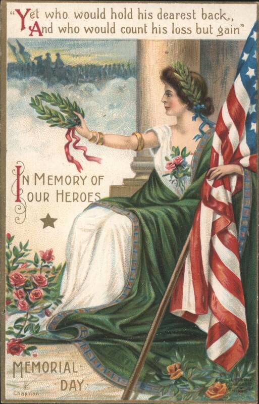 In Memory of Our Heroes - Memorial Day, woman holding American flag