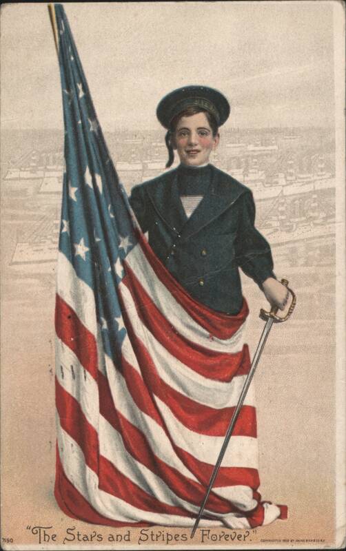 Young Boy Sailor with American Flag and Sword, The Stars and Stripes Forever