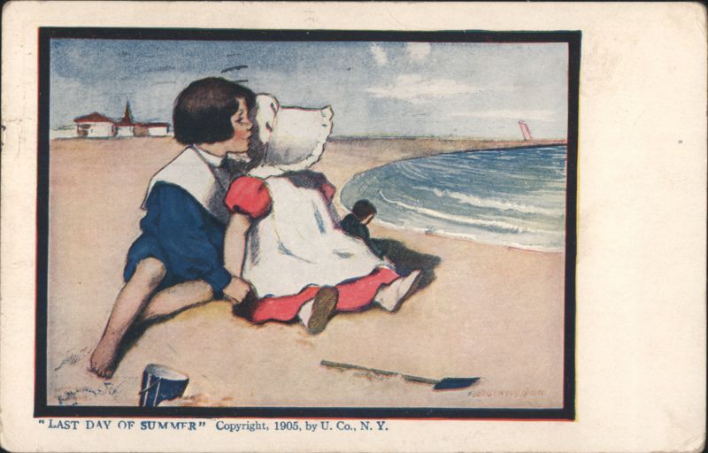 Last Day of Summer: Children on Beach with Ocean View
