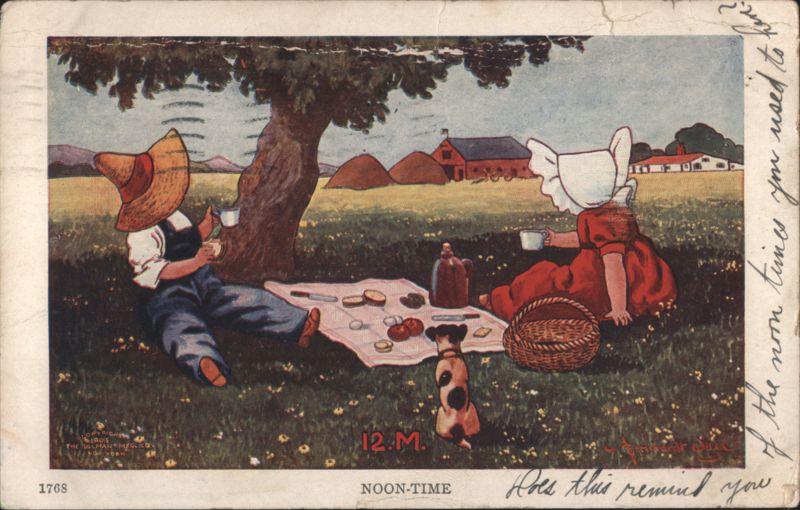 Children's Picnic Under Tree with Dog, Noon-Time A. R. Bowles