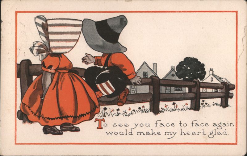 Children on Fence with Striped Hat, 'To see you face to face again