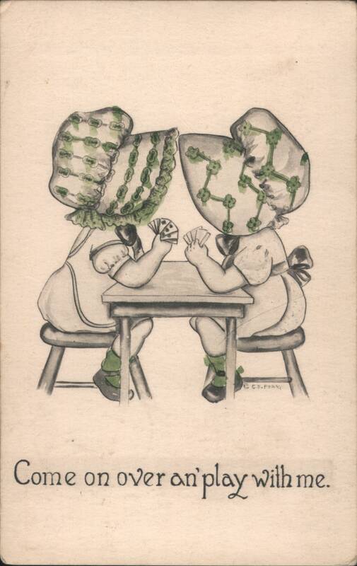 Sunbonnet Babies Playing Cards, 'Come on over an' play with me'