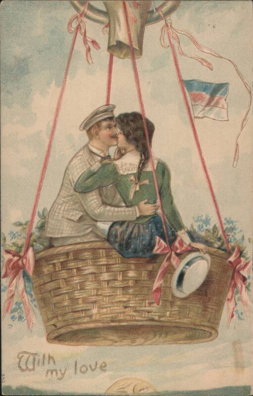 Man and Woman Kissing in Hot Air Balloon, With My Love