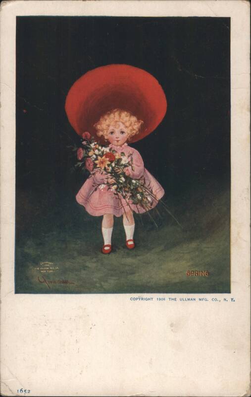 Young Girl in Red Hat Holding Flowers, 'Spring' Clifton M. Moran