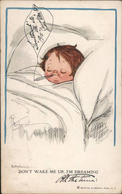 Child in Bed with Thermometer Dreaming of Panama-Pacific Exposition
