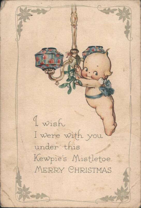Kewpie Doll with Mistletoe, Merry Christmas Greeting by Rose O'Neill